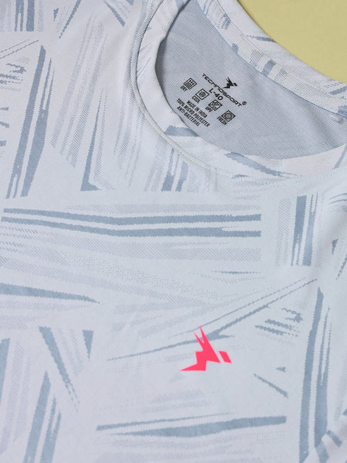 Men Jacquard Slim Fit Crew Neck T-shirt with DOUBLE COOL