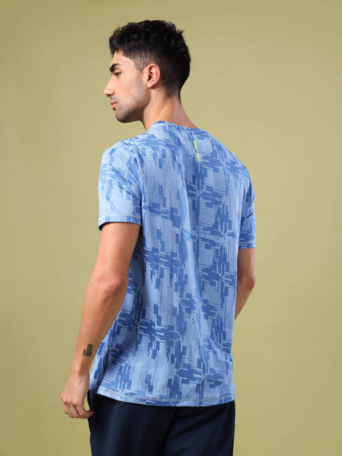 Men Jacquard Slim Fit Crew Neck T-shirt with DOUBLE COOL
