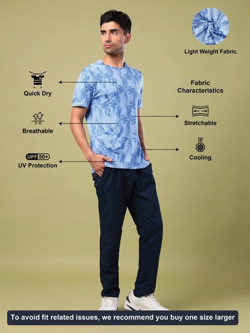 Men Jacquard Slim Fit Crew Neck T-shirt with DOUBLE COOL