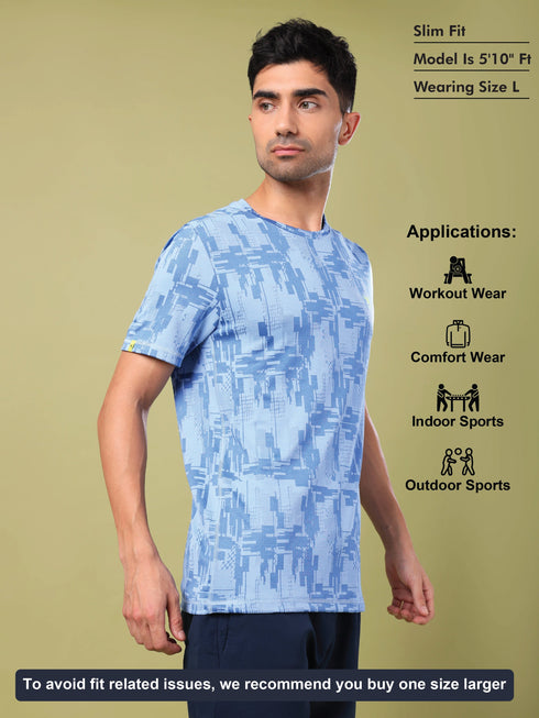 Men Jacquard Slim Fit Crew Neck T-shirt with DOUBLE COOL