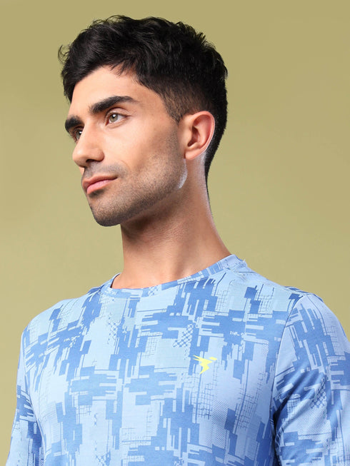 Men Jacquard Slim Fit Crew Neck T-shirt with DOUBLE COOL