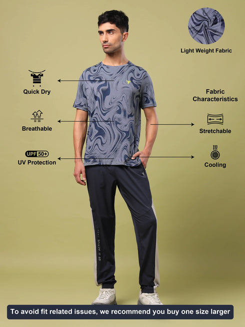 Men Jacquard Slim Fit Crew Neck T-shirt with DOUBLE COOL