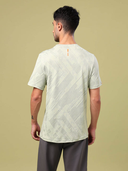 Men Jacquard Slim Fit Crew Neck T-shirt with DOUBLE COOL