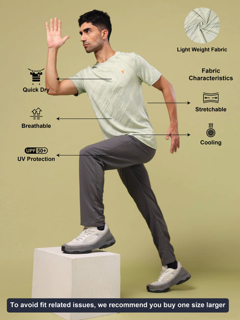 Men Jacquard Slim Fit Crew Neck T-shirt with DOUBLE COOL