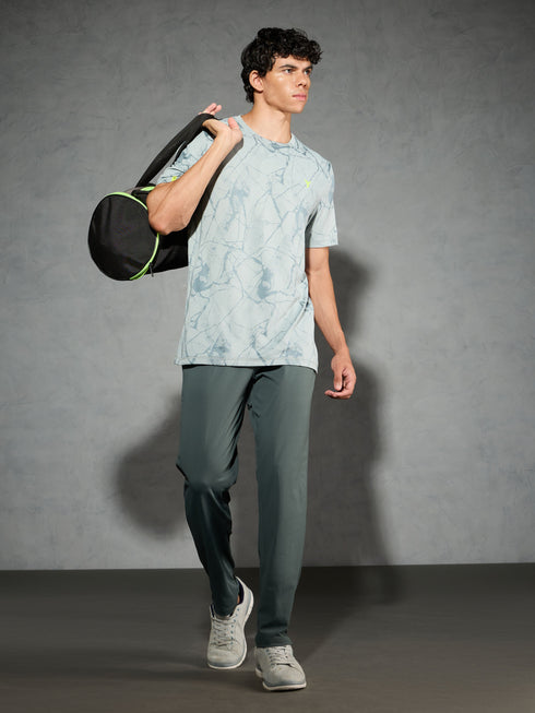 Men Jacquard Slim Fit Crew Neck T-shirt with DOUBLE COOL