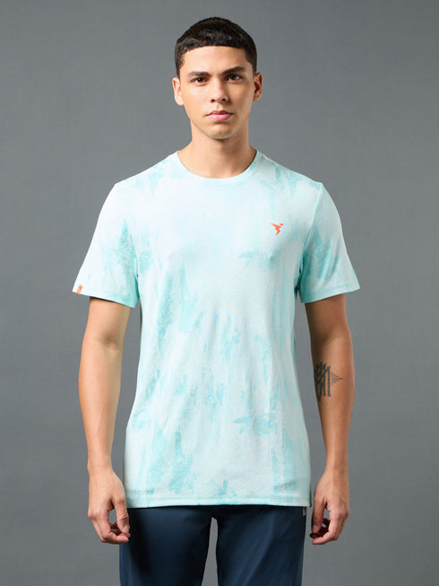 Men Jacquard Slim Fit Crew Neck T-shirt with DOUBLE COOL