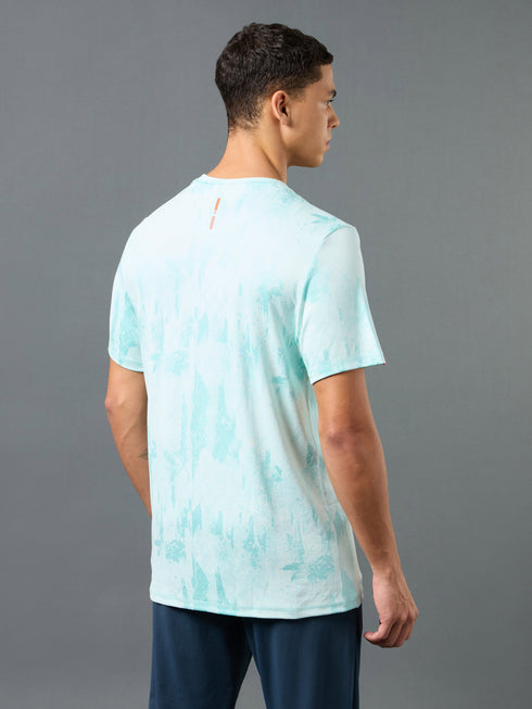 Men Jacquard Slim Fit Crew Neck T-shirt with DOUBLE COOL