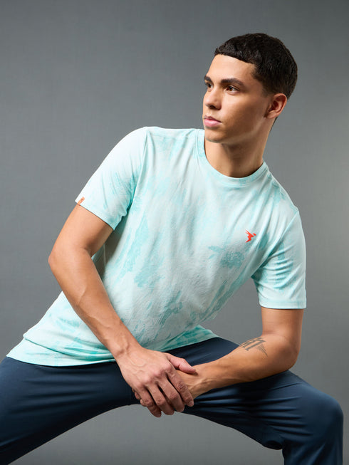 Men Jacquard Slim Fit Crew Neck T-shirt with DOUBLE COOL