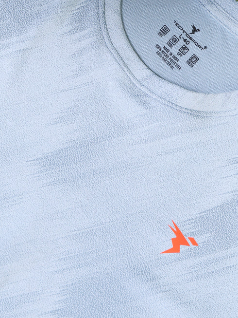 Men Jacquard Slim Fit Crew Neck T-shirt with DOUBLE COOL