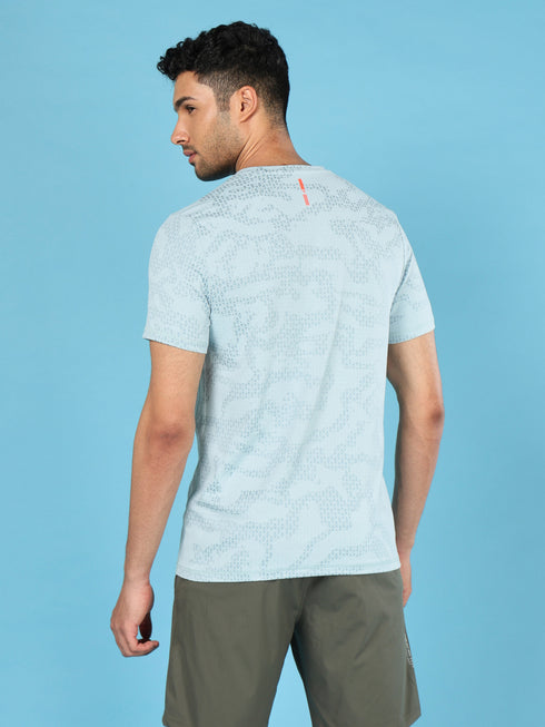 Men Jacquard Slim Fit Crew Neck T-shirt with DOUBLE COOL