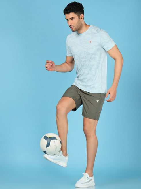 Men Jacquard Slim Fit Crew Neck T-shirt with DOUBLE COOL