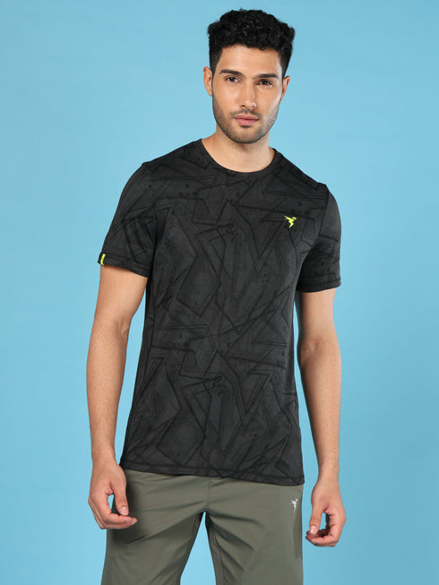 Men Jacquard Slim Fit Crew Neck T-shirt with DOUBLE COOL