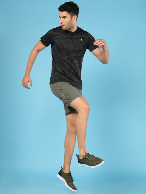 Men Jacquard Slim Fit Crew Neck T-shirt with DOUBLE COOL