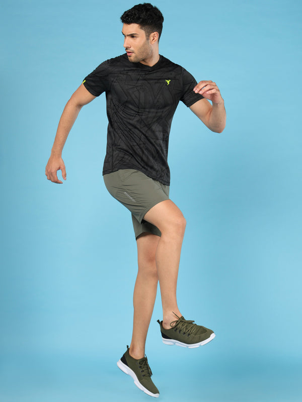 Men Jacquard Slim Fit Crew Neck T-shirt with DOUBLE COOL