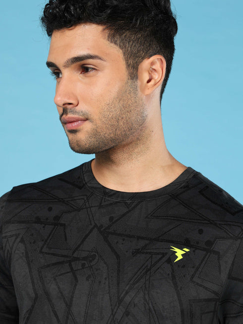 Men Jacquard Slim Fit Crew Neck T-shirt with DOUBLE COOL
