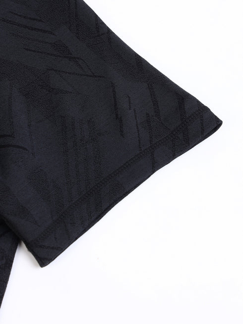 Men Jacquard Slim Fit Crew Neck T-shirt with DOUBLE COOL