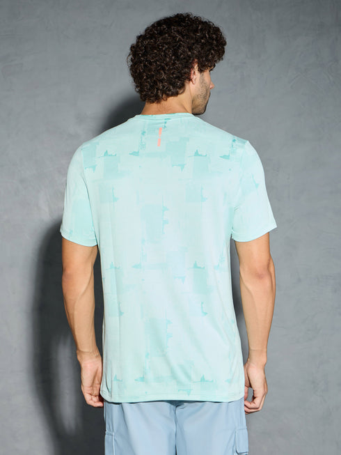 Men Jacquard Slim Fit Crew Neck T-shirt with DOUBLE COOL