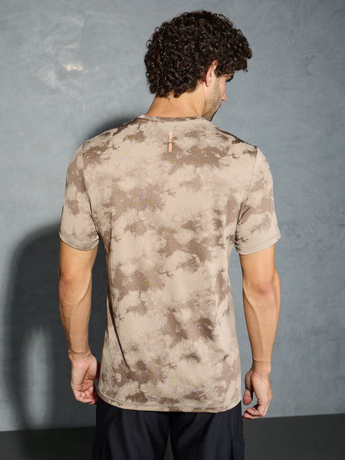 Men Jacquard Slim Fit Crew Neck T-shirt with DOUBLE COOL