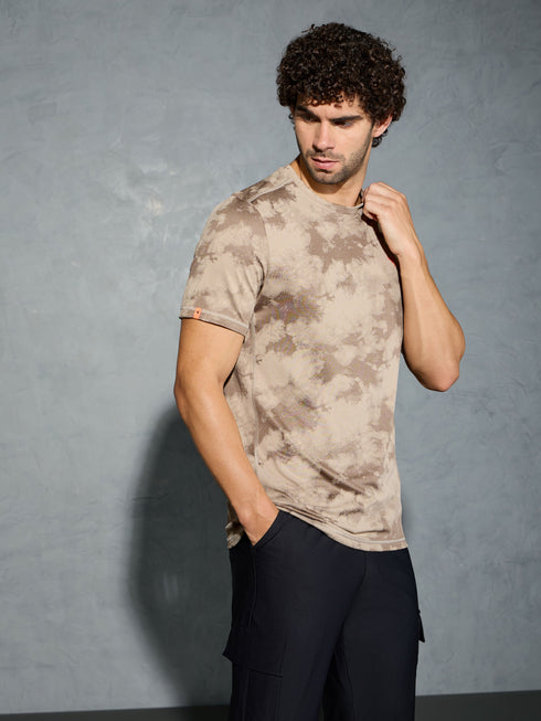 Men Jacquard Slim Fit Crew Neck T-shirt with DOUBLE COOL