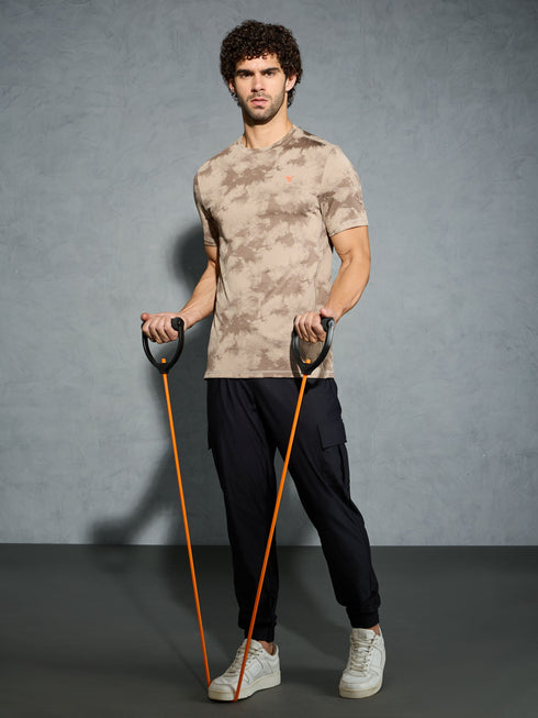 Men Jacquard Slim Fit Crew Neck T-shirt with DOUBLE COOL