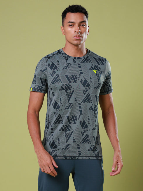 Men Jacquard Slim Fit Crew Neck T-shirt with DOUBLE COOL