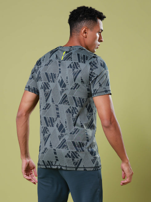 Men Jacquard Slim Fit Crew Neck T-shirt with DOUBLE COOL