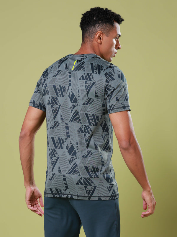 Men Jacquard Slim Fit Crew Neck T-shirt with DOUBLE COOL