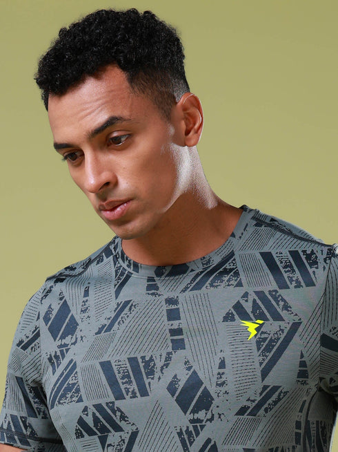 Men Jacquard Slim Fit Crew Neck T-shirt with DOUBLE COOL