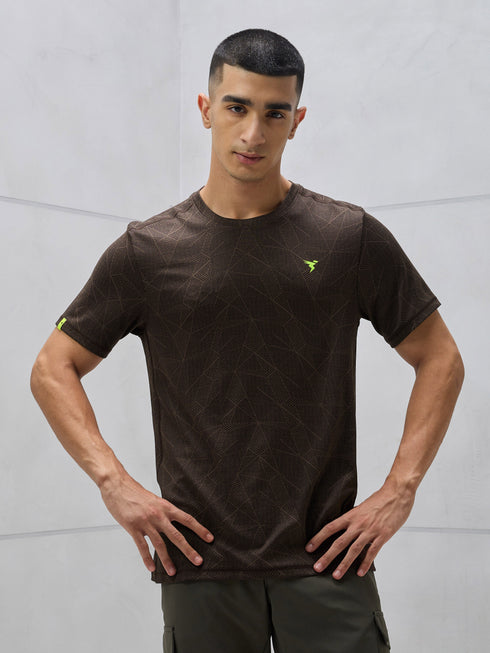 Men Jacquard Slim Fit Crew Neck T-shirt with DOUBLE COOL