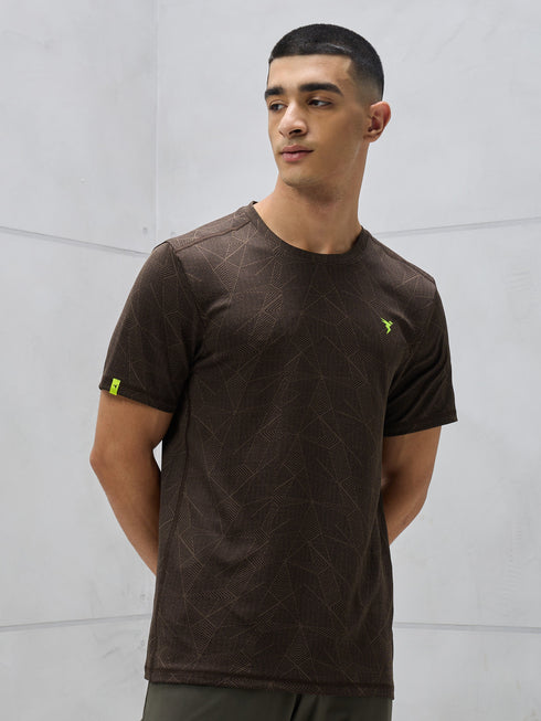 Men Jacquard Slim Fit Crew Neck T-shirt with DOUBLE COOL