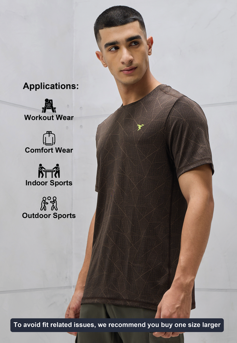 Men Jacquard Slim Fit Crew Neck T-shirt with DOUBLE COOL