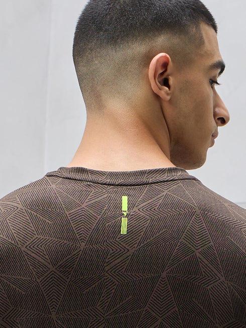 Men Jacquard Slim Fit Crew Neck T-shirt with DOUBLE COOL