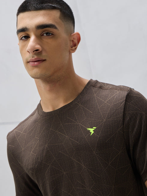 Men Jacquard Slim Fit Crew Neck T-shirt with DOUBLE COOL