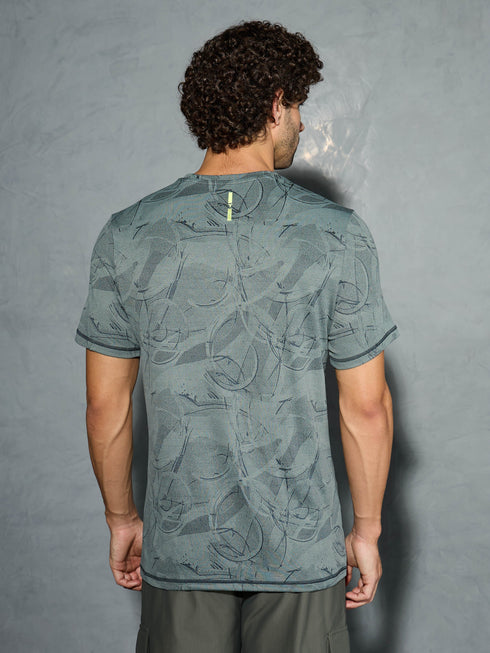 Men Jacquard Slim Fit Crew Neck T-shirt with DOUBLE COOL