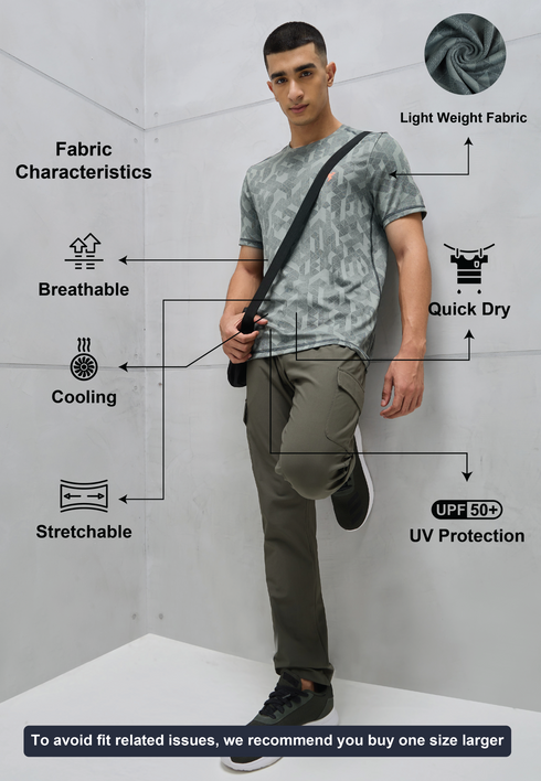 Men Jacquard Slim Fit Crew Neck T-shirt with DOUBLE COOL