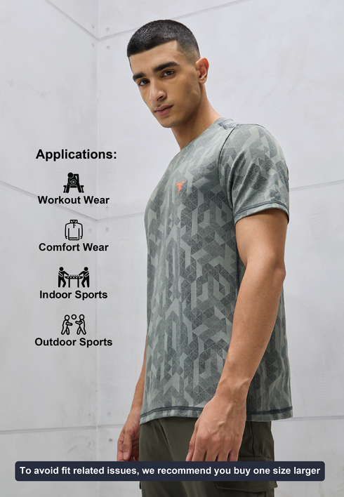 Men Jacquard Slim Fit Crew Neck T-shirt with DOUBLE COOL