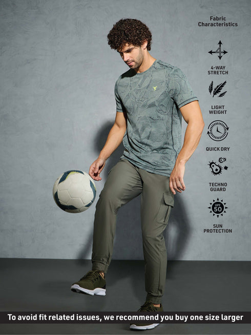 Men Jacquard Slim Fit Crew Neck T-shirt with DOUBLE COOL