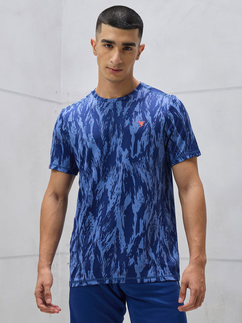 Men Jacquard Slim Fit Crew Neck T-shirt with DOUBLE COOL