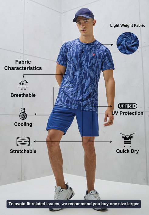 Men Jacquard Slim Fit Crew Neck T-shirt with DOUBLE COOL