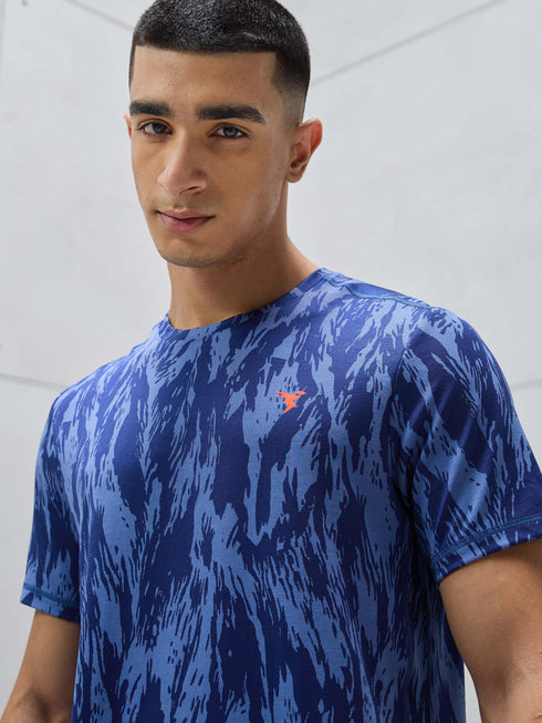 Men Jacquard Slim Fit Crew Neck T-shirt with DOUBLE COOL