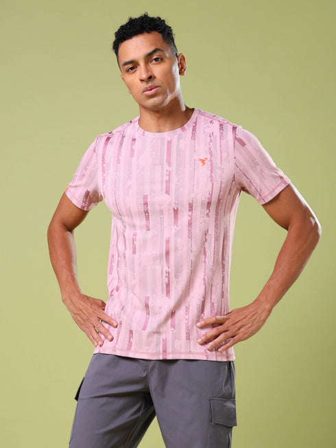 Men Jacquard Slim Fit Crew Neck T-shirt with DOUBLE COOL