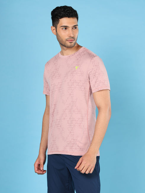 Men Jacquard Slim Fit Crew Neck T-shirt with DOUBLE COOL