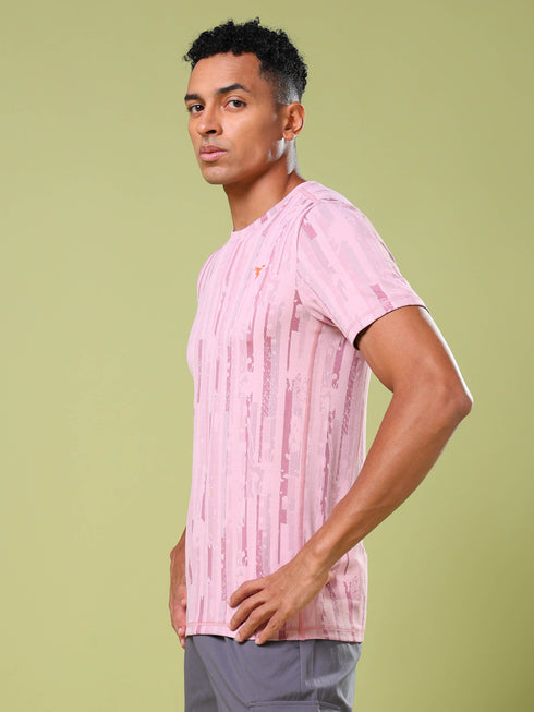 Men Jacquard Slim Fit Crew Neck T-shirt with DOUBLE COOL
