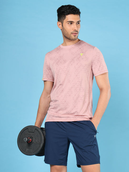 Men Jacquard Slim Fit Crew Neck T-shirt with DOUBLE COOL