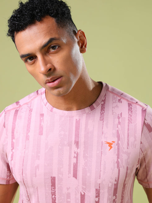 Men Jacquard Slim Fit Crew Neck T-shirt with DOUBLE COOL