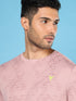 Men Jacquard Slim Fit Crew Neck T-shirt with DOUBLE COOL