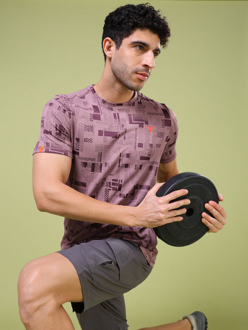 Men Jacquard Slim Fit Crew Neck T-shirt with DOUBLE COOL
