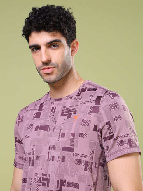 Men Jacquard Slim Fit Crew Neck T-shirt with DOUBLE COOL