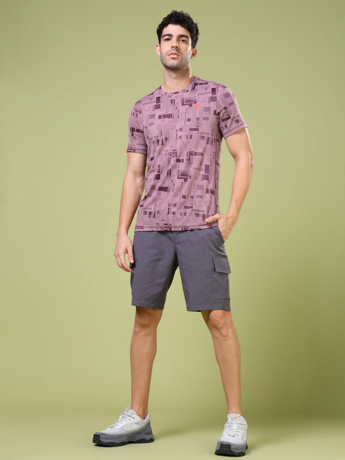 Men Jacquard Slim Fit Crew Neck T-shirt with DOUBLE COOL
