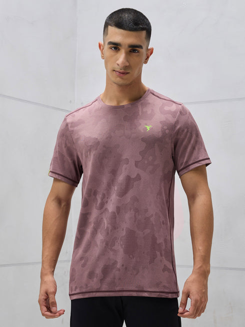 Men Jacquard Slim Fit Crew Neck T-shirt with DOUBLE COOL